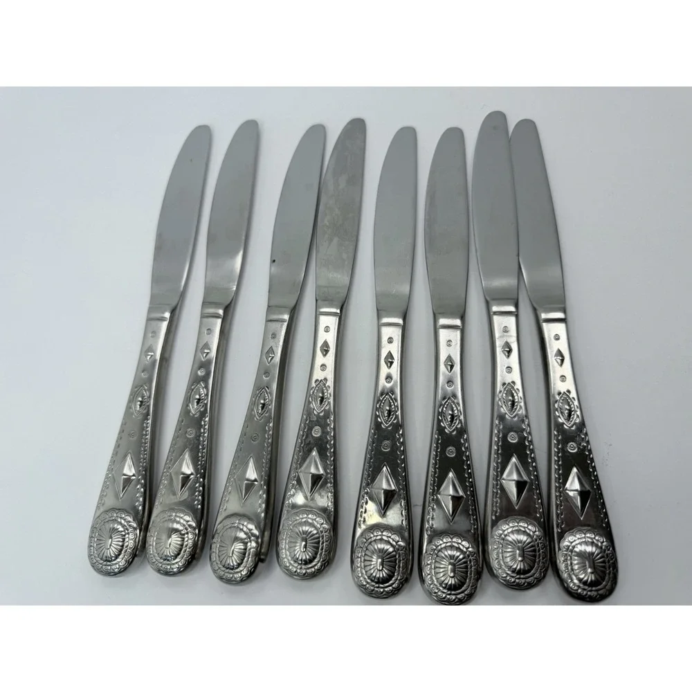 Wallace TAOS 18/10 Stainless Steel Flatware Dinner Knives Lot of 8 Southwest